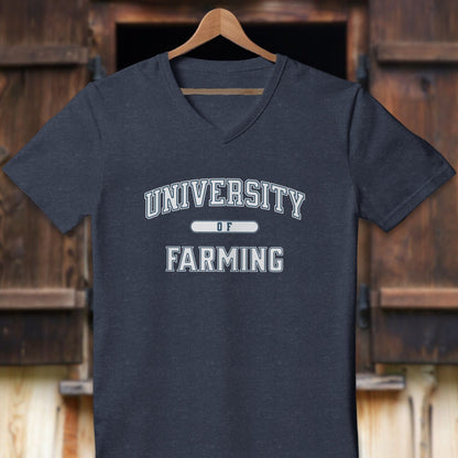 Physical Item Adult V-neck / S / Navy University Of Farming Shirt