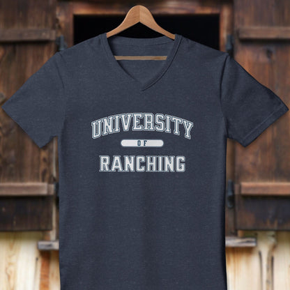 Physical Item Adult V-neck / S / Navy University of Ranching Shirt