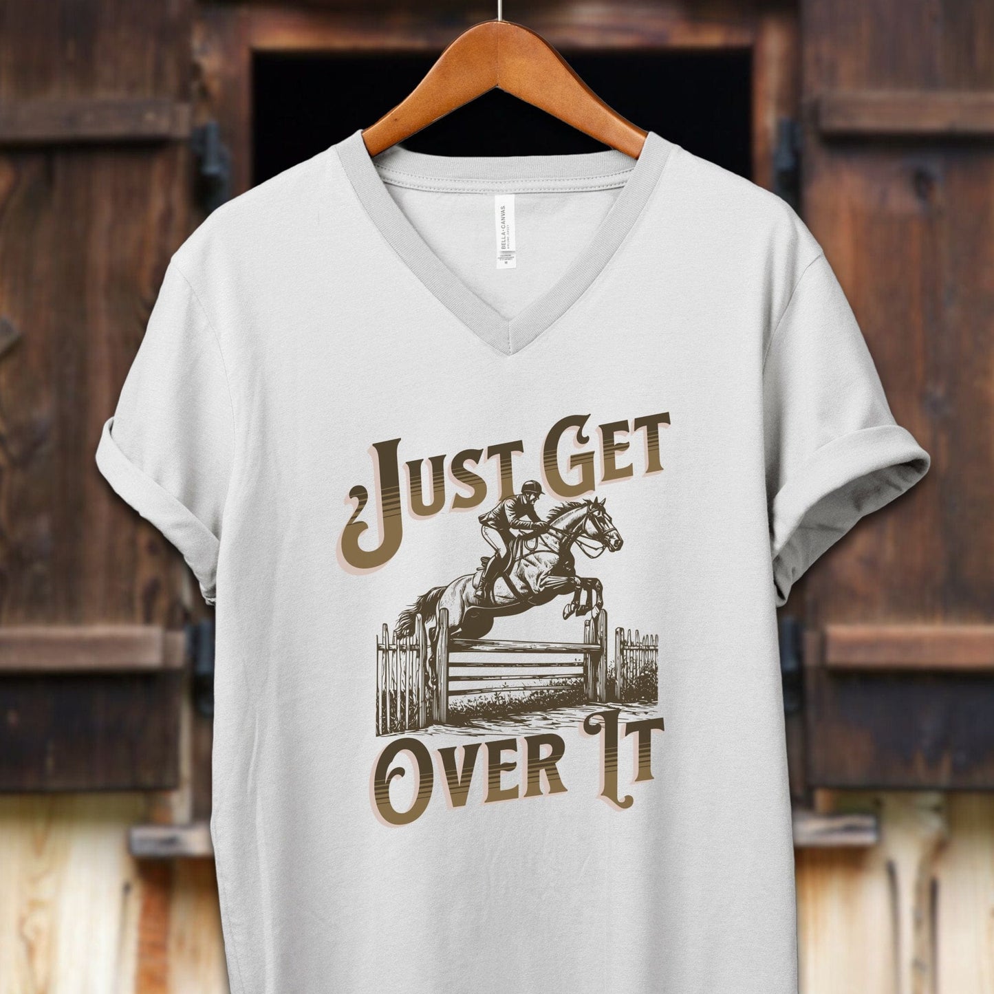 Physical Item Adult V-neck / S / White Just Get Over It Shirt