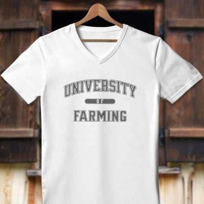 Physical Item Adult V-neck / S / White University Of Farming Shirt