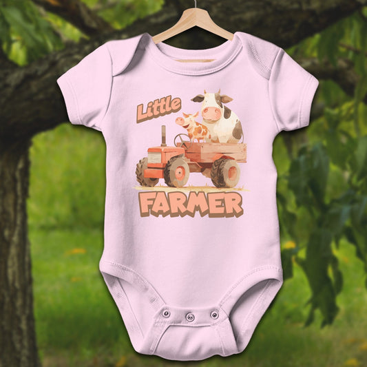 Physical Item Bodysuit Short Sleeve / Pink / Newborn Little Farmer Youth Shirt