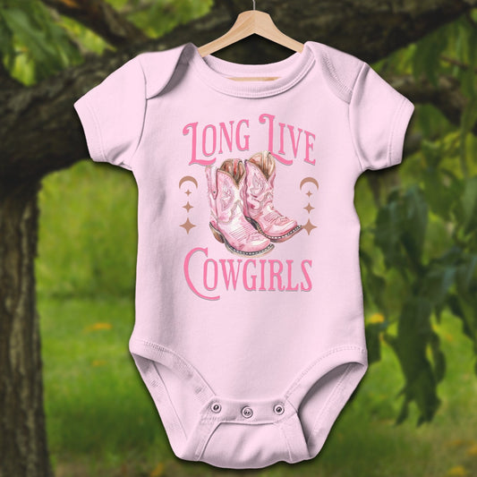 Physical Item Bodysuit Short Sleeve / Pink / Newborn Long Live Cowgirls Shirt