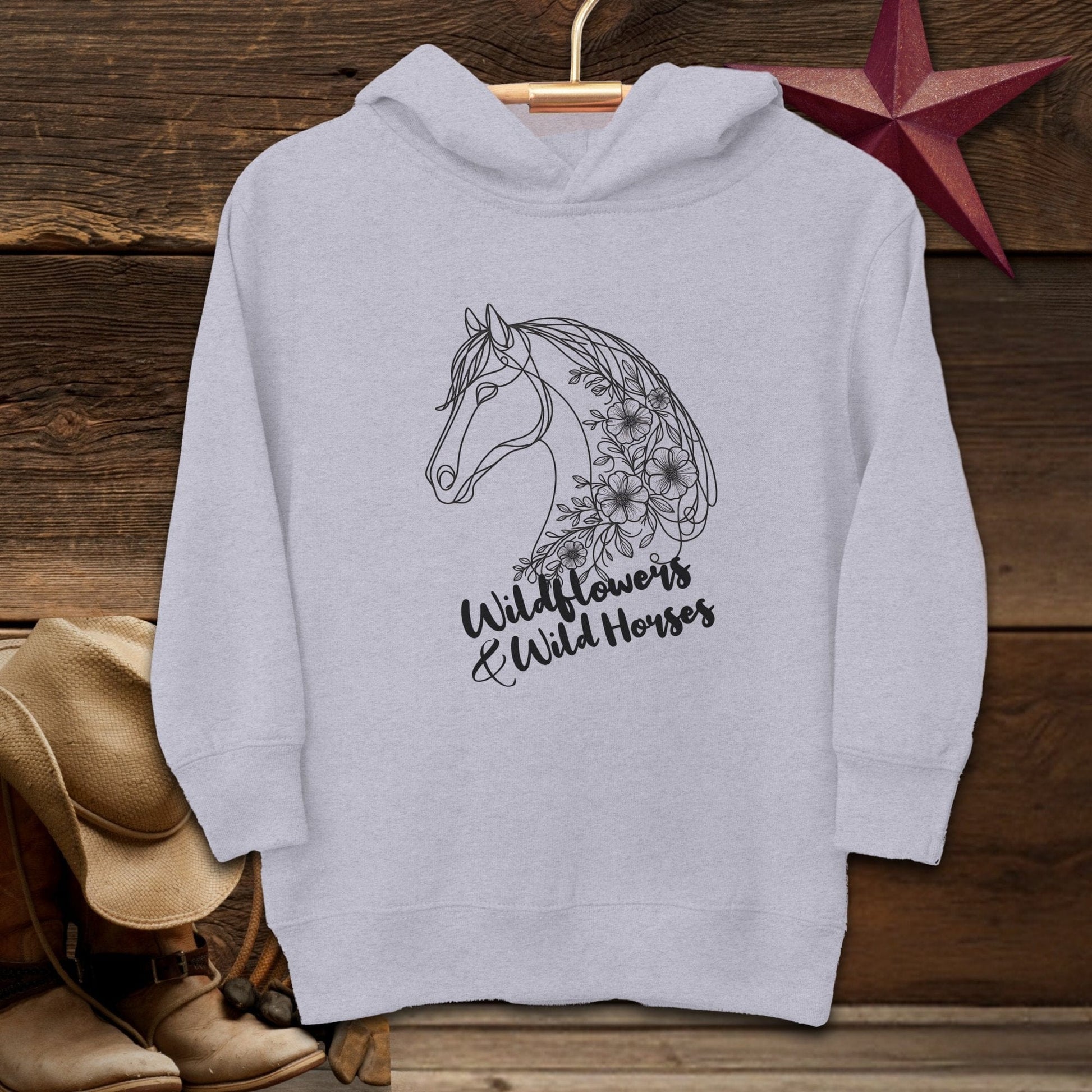 Physical Item Hooded Sweatshirt Toddler / 2T / Heather Wildflowers And Wild Horses Youth Shirt