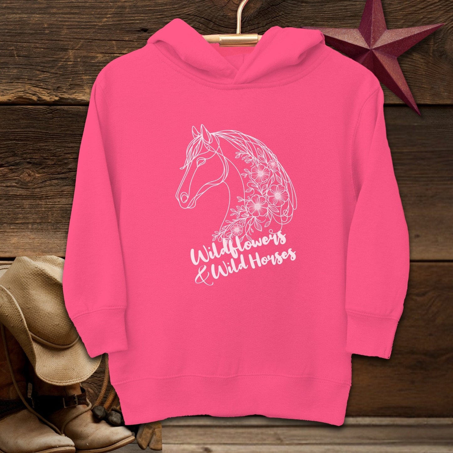 Physical Item Hooded Sweatshirt Toddler / 2T / Vintage Hot Pink Wildflowers And Wild Horses Youth Shirt