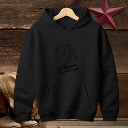 Physical Item Hooded Sweatshirt Youth / S / Black Wildflowers And Wild Horses Youth Shirt