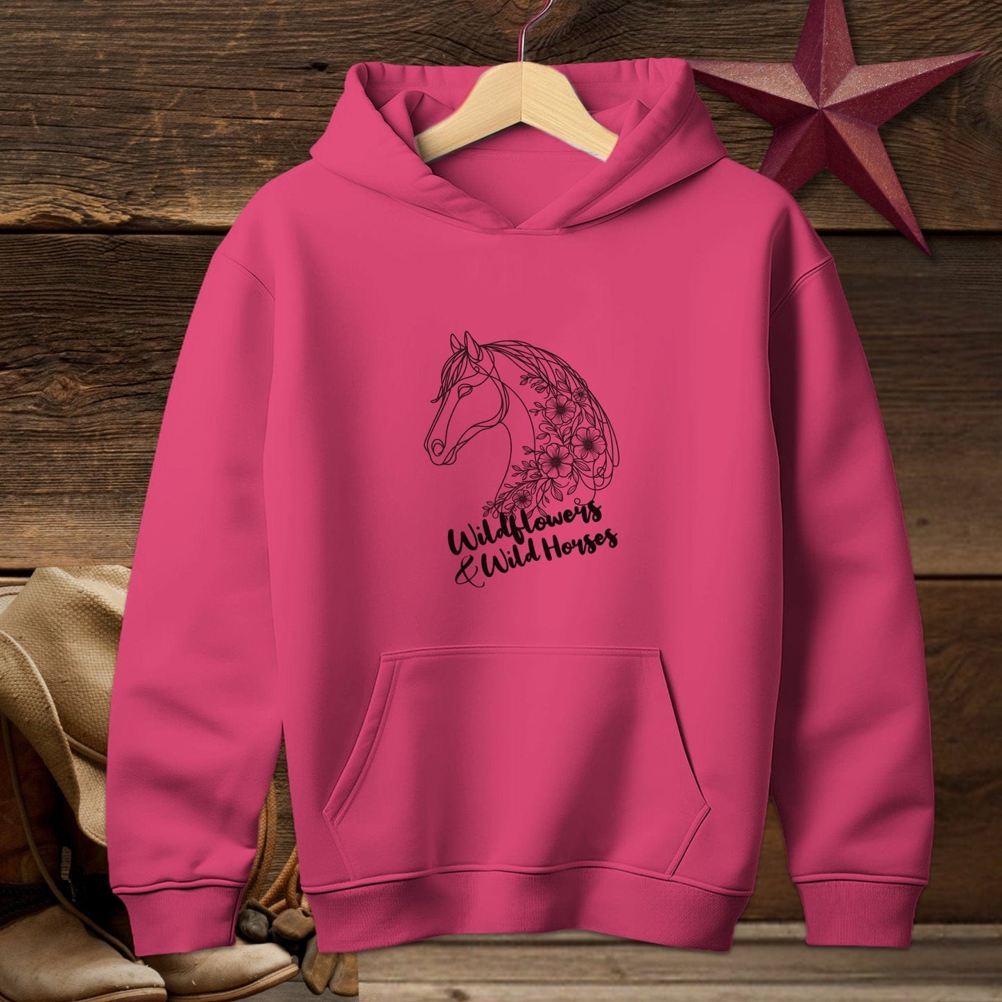 Physical Item Hooded Sweatshirt Youth / S / Heliconia Wildflowers And Wild Horses Youth Shirt