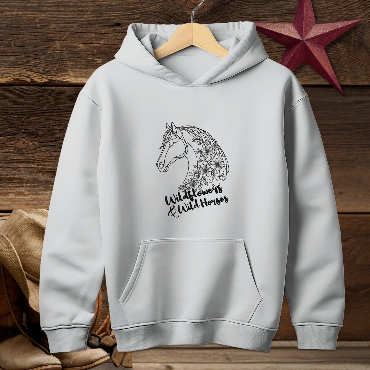 Physical Item Hooded Sweatshirt Youth / S / Sport Grey Wildflowers And Wild Horses Youth Shirt