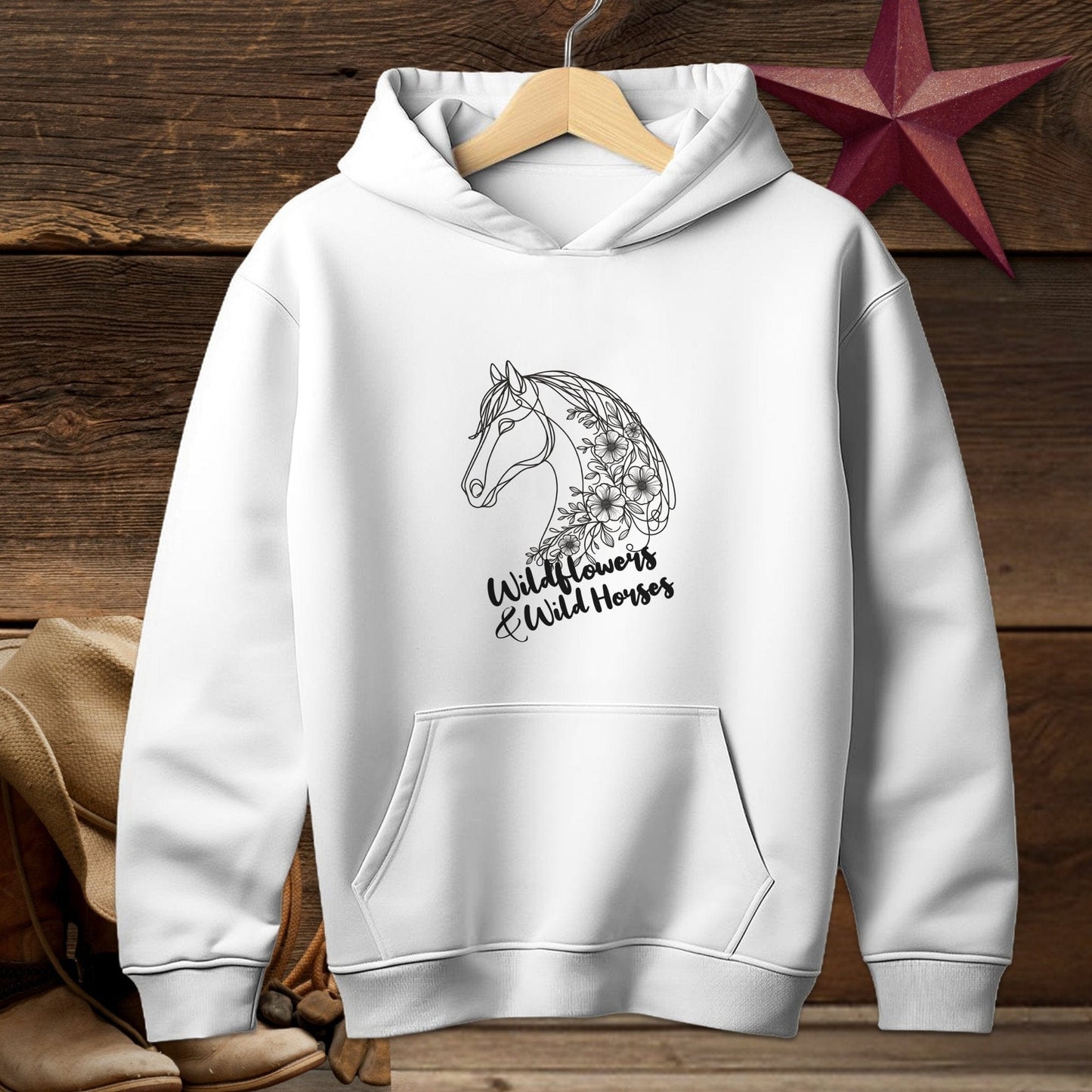 Physical Item Hooded Sweatshirt Youth / S / White Wildflowers And Wild Horses Youth Shirt