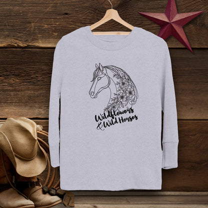 Physical Item Long Sleeve Toddler / 2T / Heather Wildflowers And Wild Horses Youth Shirt