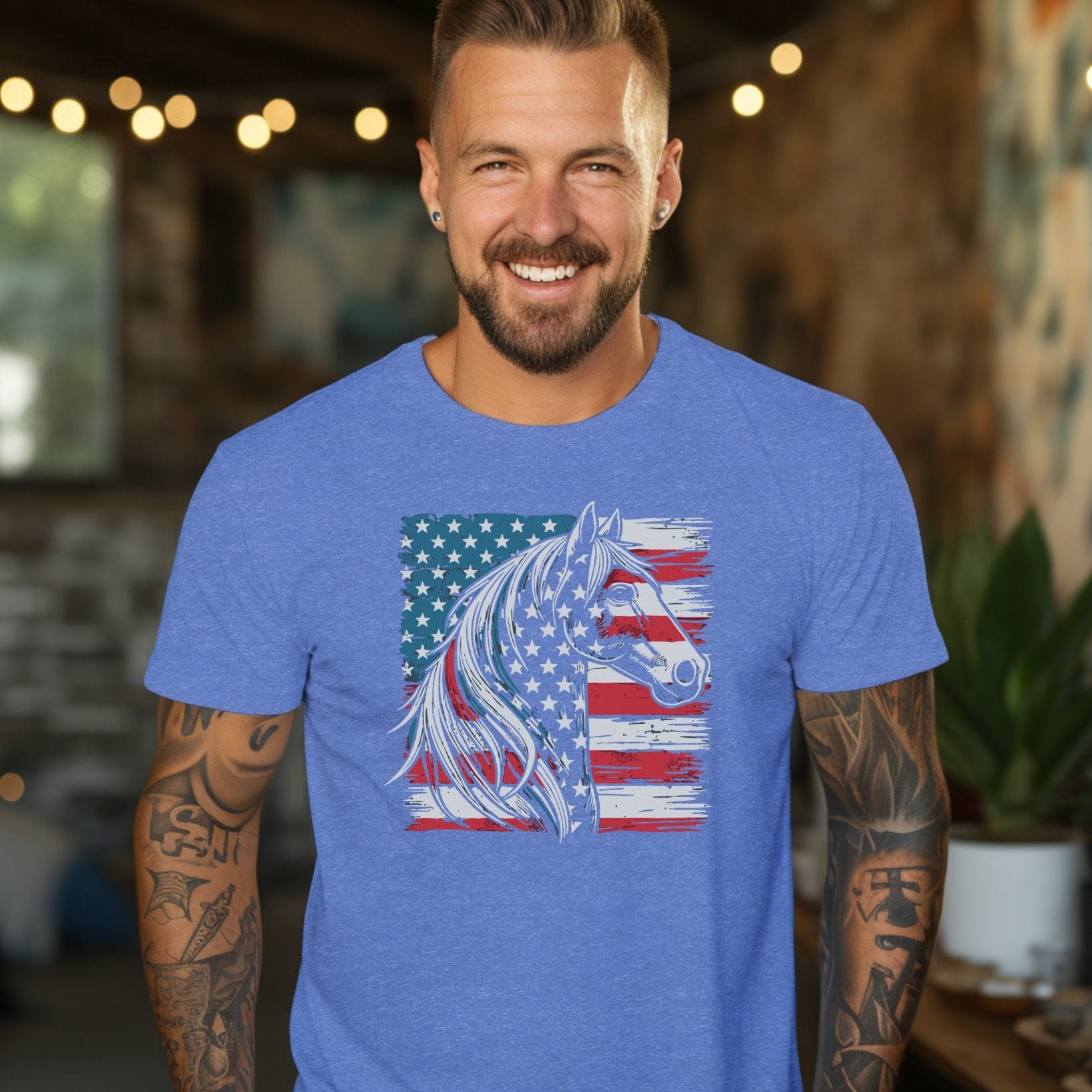 Physical Item Patriotic Horse USA Flag Shirt