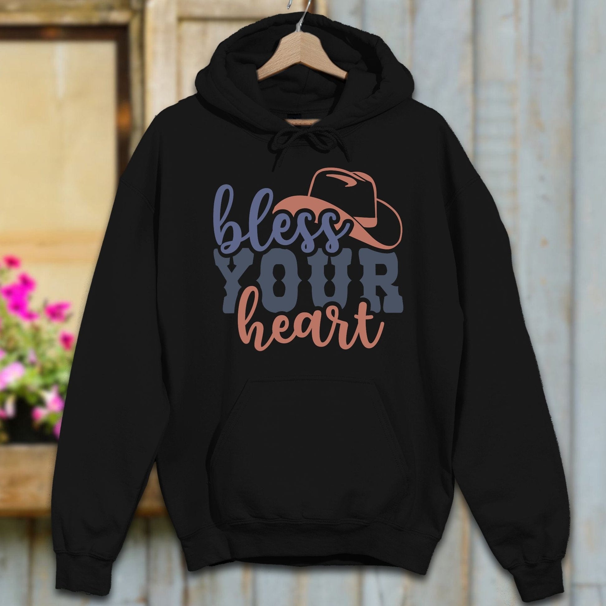 Physical Item S / Black Bless Your Heart Cowboy Hat Hoodie