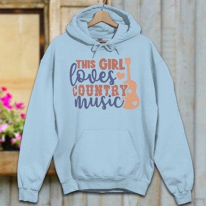 Physical Item S / Light Blue This Girl Loves Country Music Hoodie