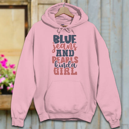 Physical Item S / Light Pink Blue Jeans and Pearls Kinda Girl Hoodie