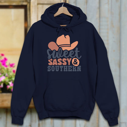 Physical Item S / Navy Sweet Sassy Southern Cowgirl Hoodie