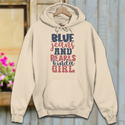 Physical Item S / Sand Blue Jeans and Pearls Kinda Girl Hoodie