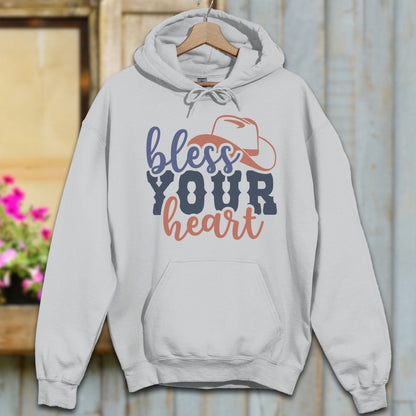 Physical Item S / Sport Grey Bless Your Heart Cowboy Hat Hoodie