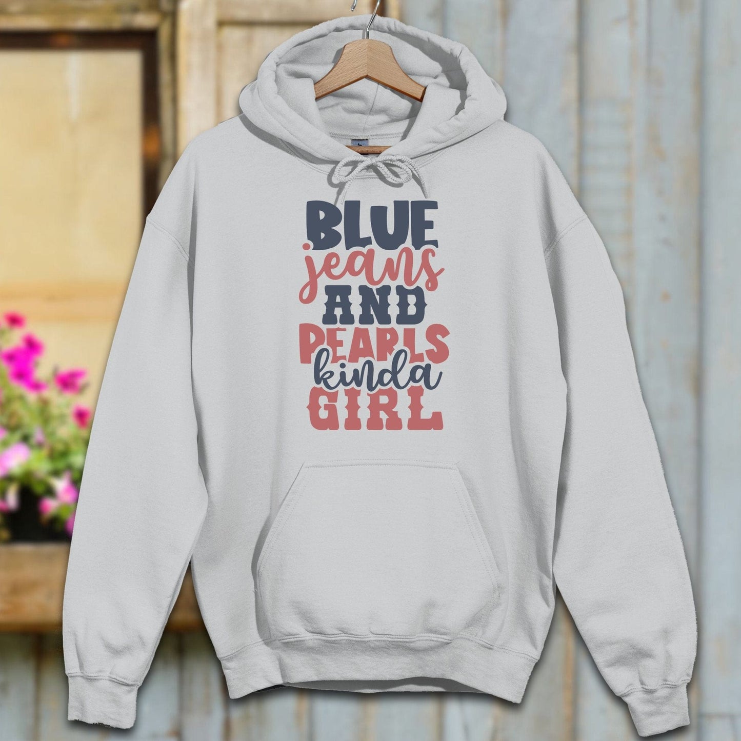 Physical Item S / Sport Grey Blue Jeans and Pearls Kinda Girl Hoodie