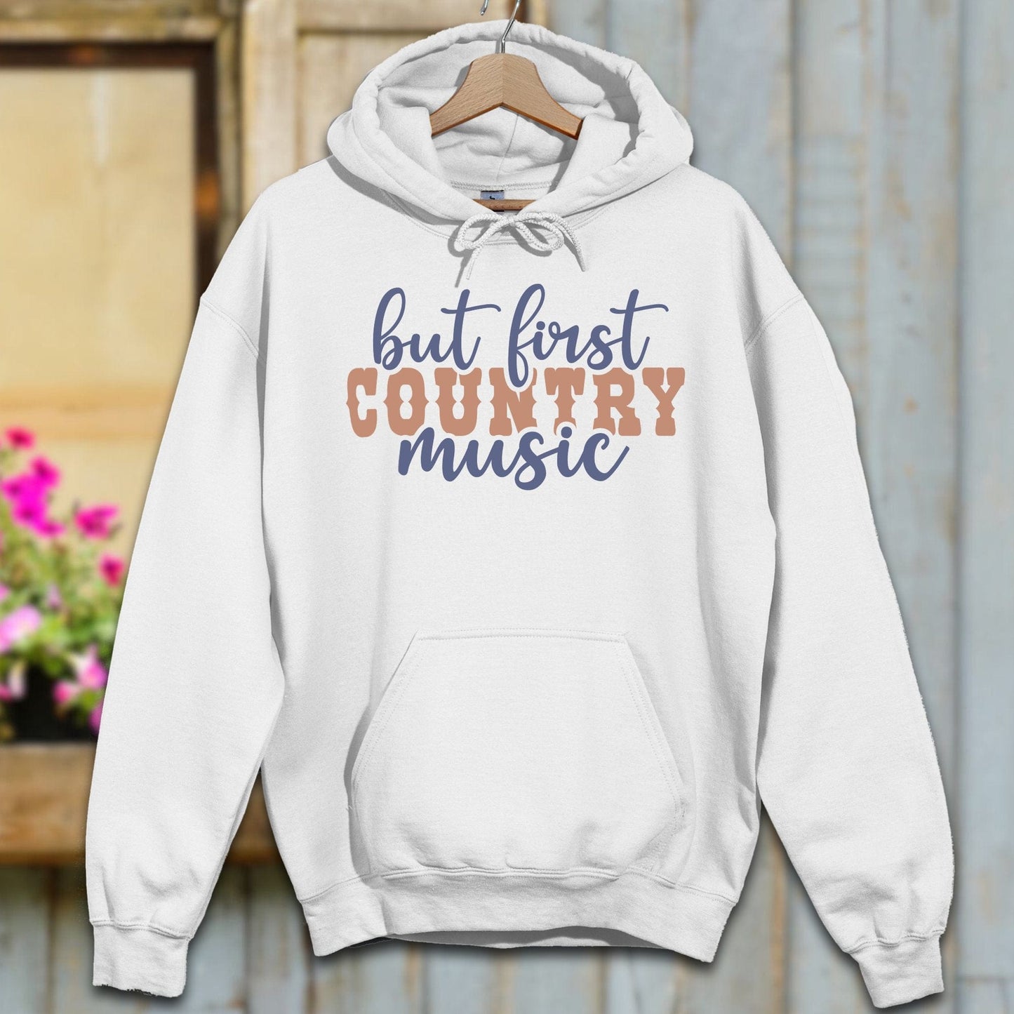 Physical Item S / White But First Country Music Hoodie