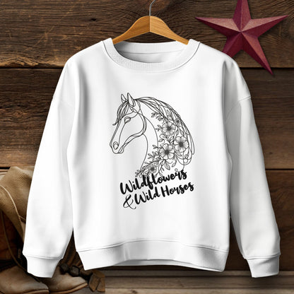 Physical Item Sweatshirt Youth / XS / White Wildflowers And Wild Horses Youth Shirt