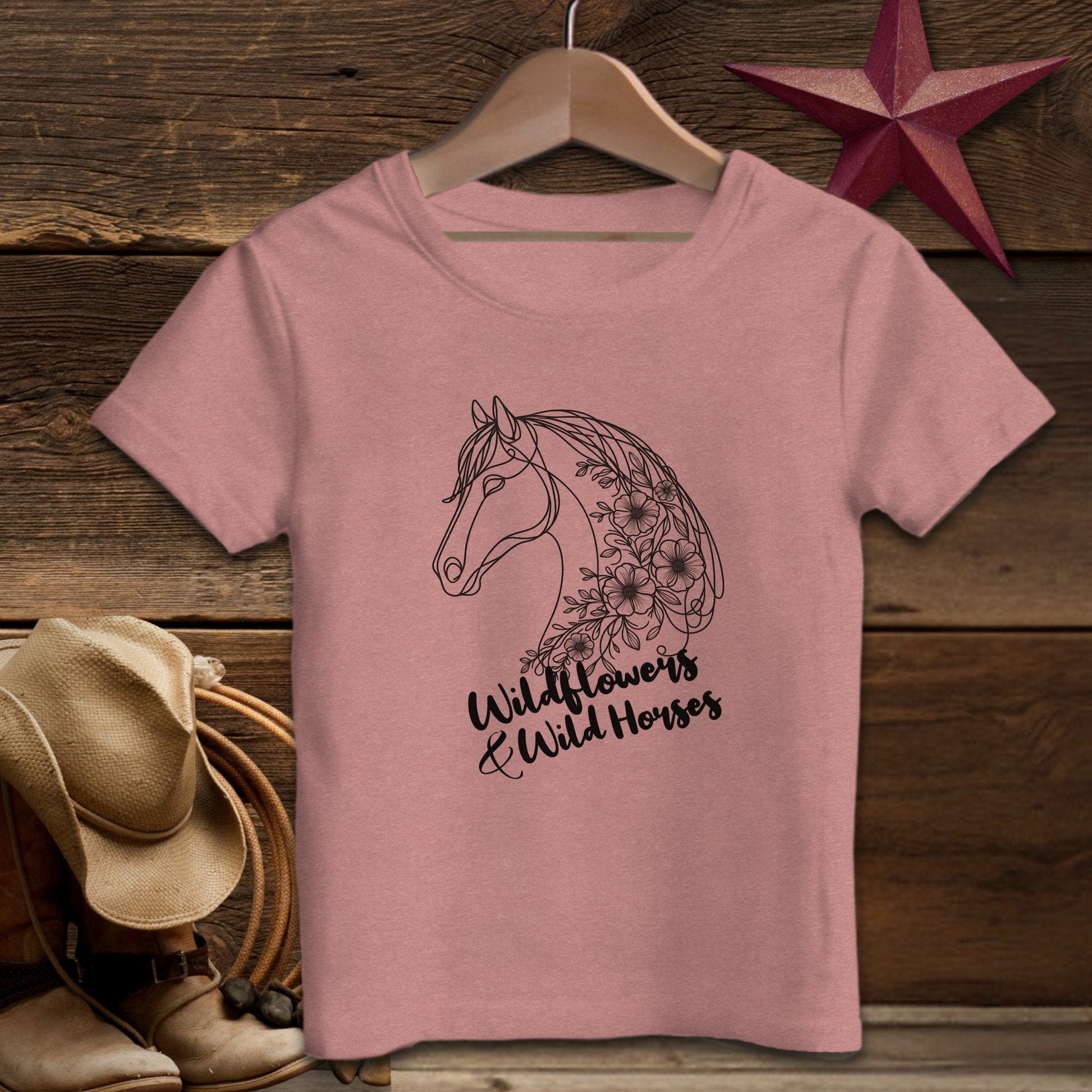 Physical Item T-Shirt Toddler / 2T / Heather Mauve Wildflowers And Wild Horses Youth Shirt