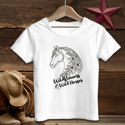 Physical Item T-Shirt Toddler / 2T / White Wildflowers And Wild Horses Youth Shirt