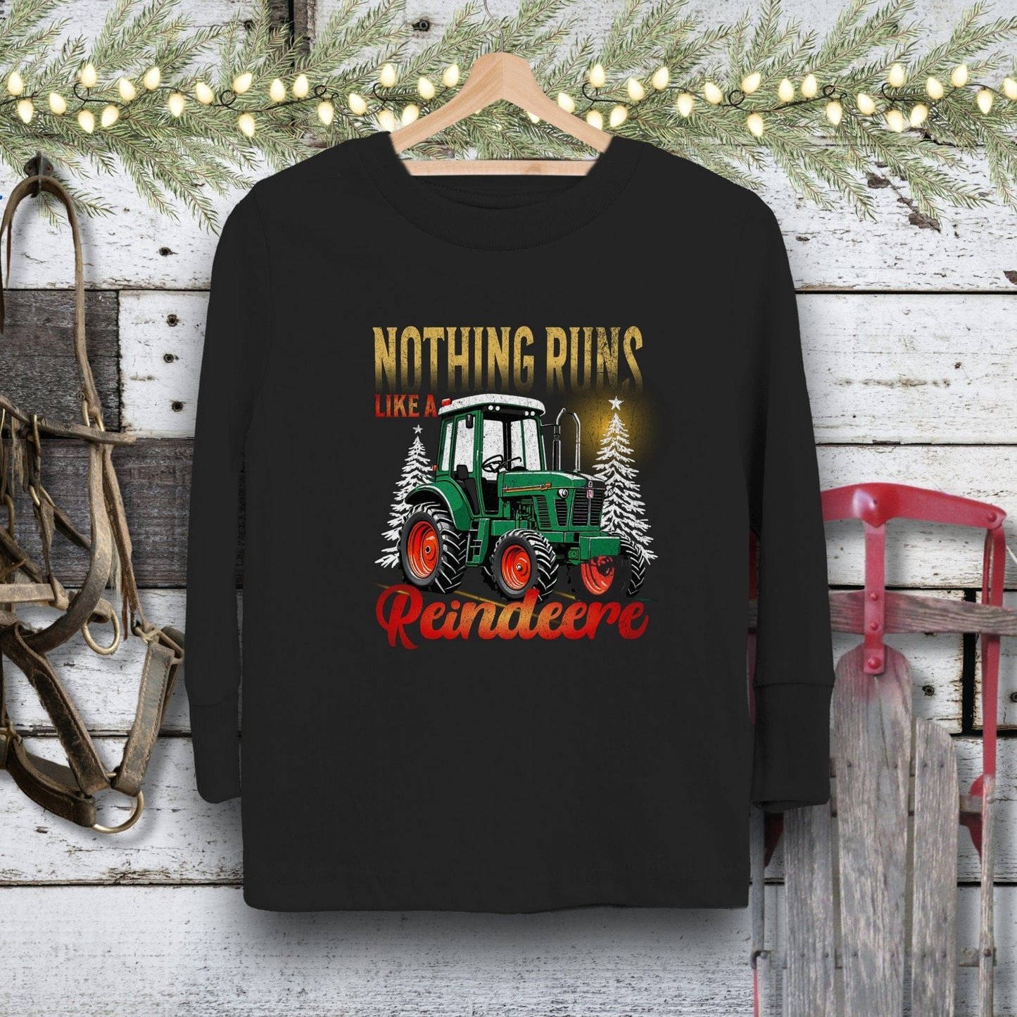 Physical Item Toddler Long Sleeve Tee / 2T / Black Nothing Runs Like A Reindeere Youth Shirt