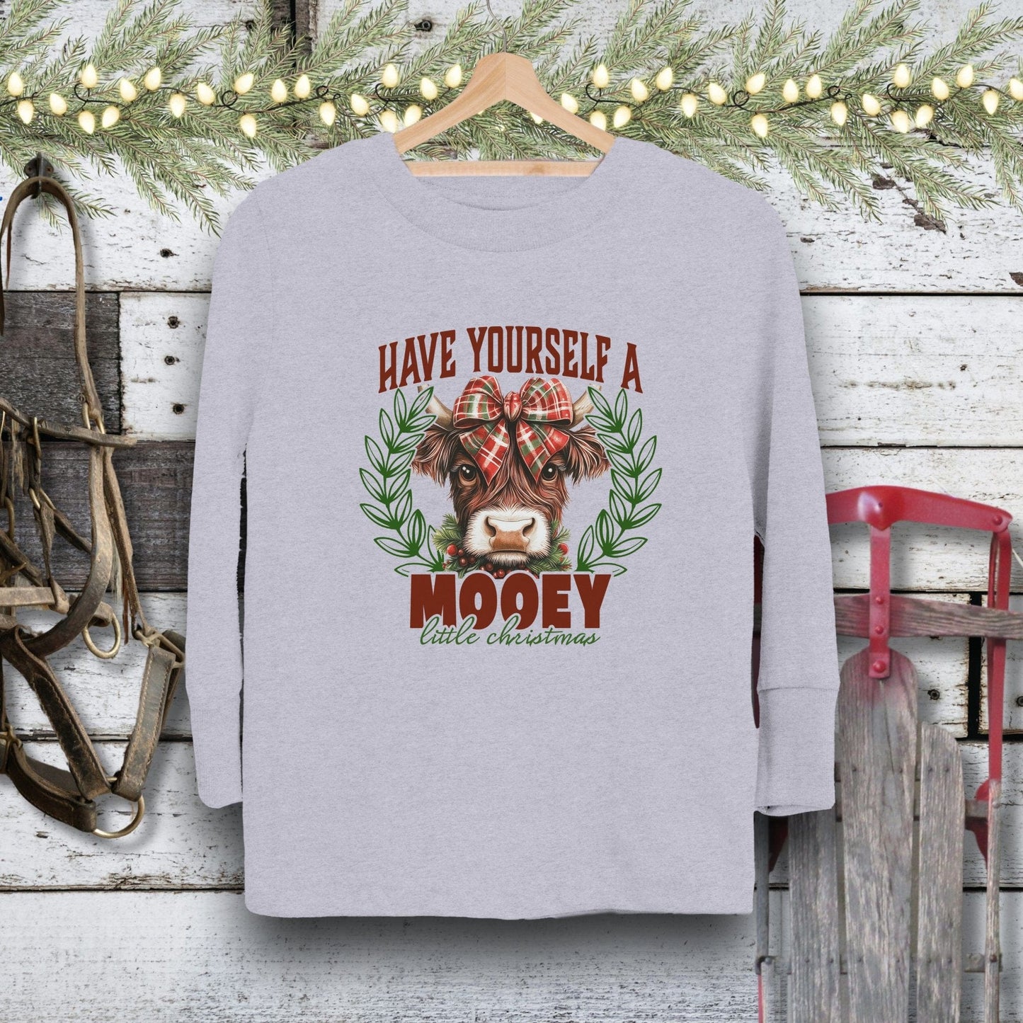 Physical Item Toddler Long Sleeve Tee / 2T / Heather Mooey Little Christmas Youth Shirt