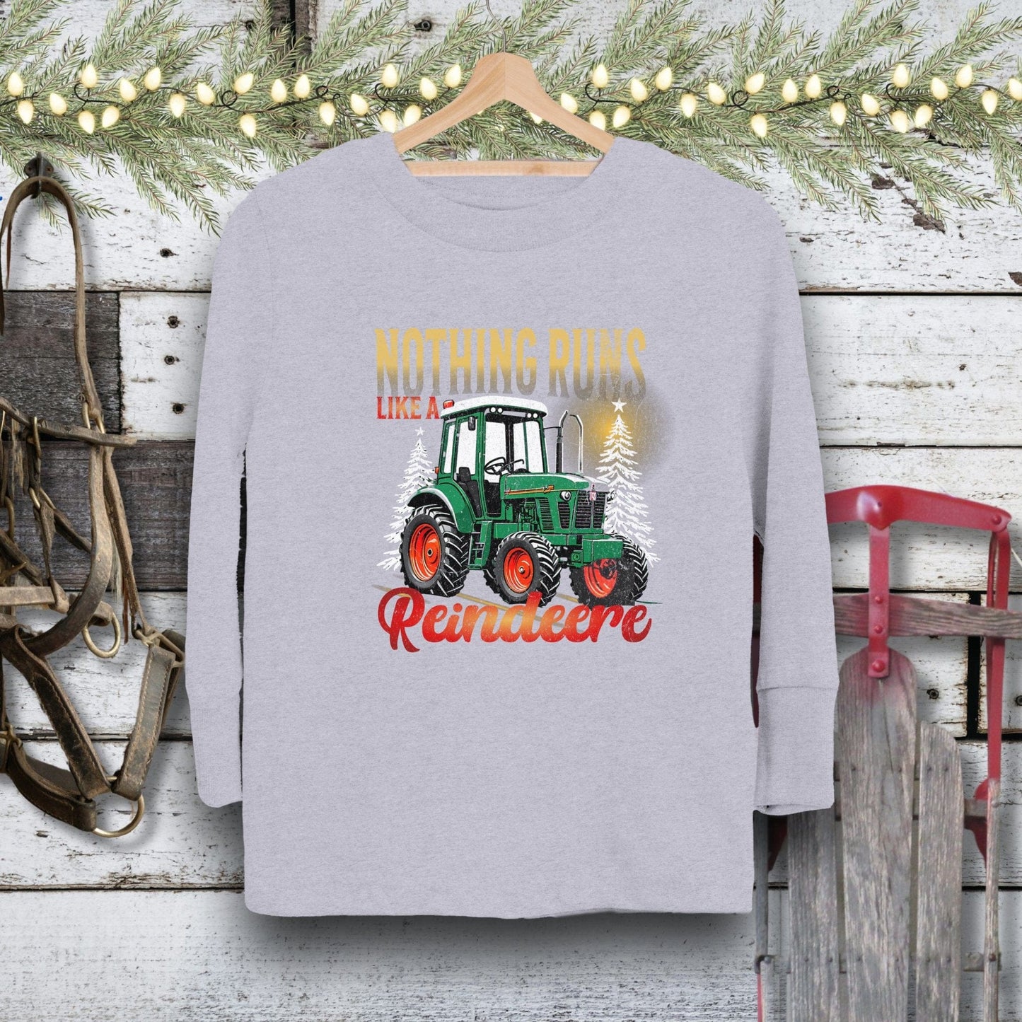 Physical Item Toddler Long Sleeve Tee / 2T / Heather Nothing Runs Like A Reindeere Youth Shirt