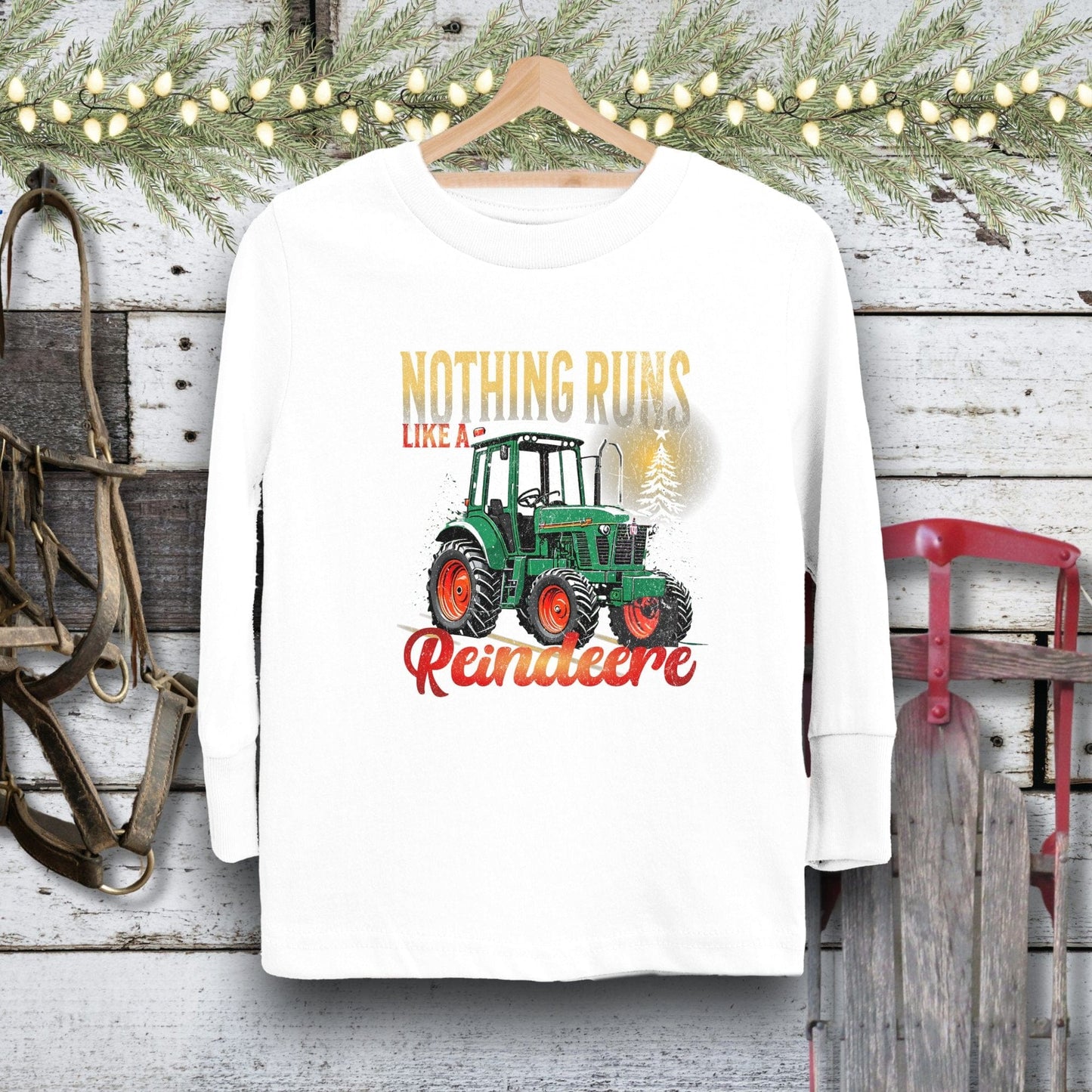 Physical Item Toddler Long Sleeve Tee / 2T / White Nothing Runs Like A Reindeere Youth Shirt