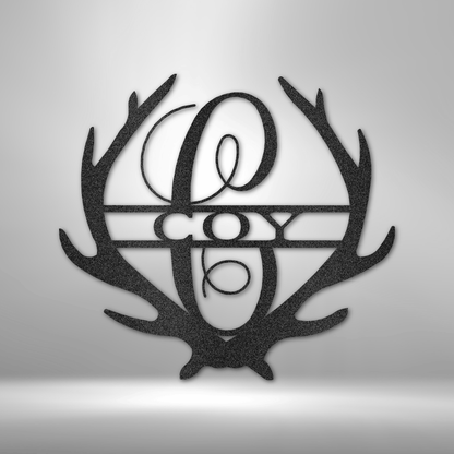 Steel Sign Black / 12" Custom Antler Metal Art Sign