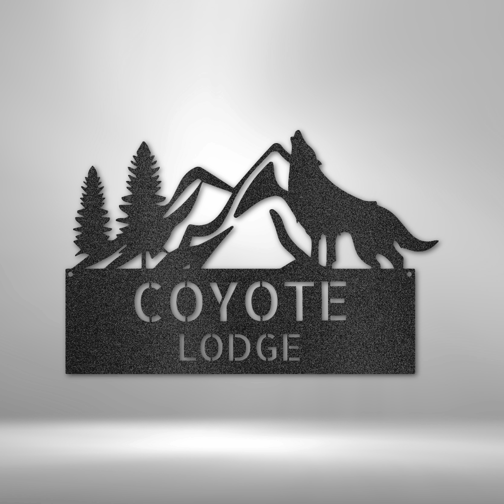 Steel Sign Black / 12" Custom Coyote Metal Art Sign