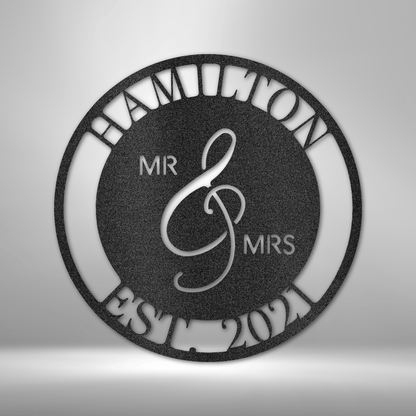 Steel Sign Black / 12" Custom Mr. and Mrs. Metal Art Sign