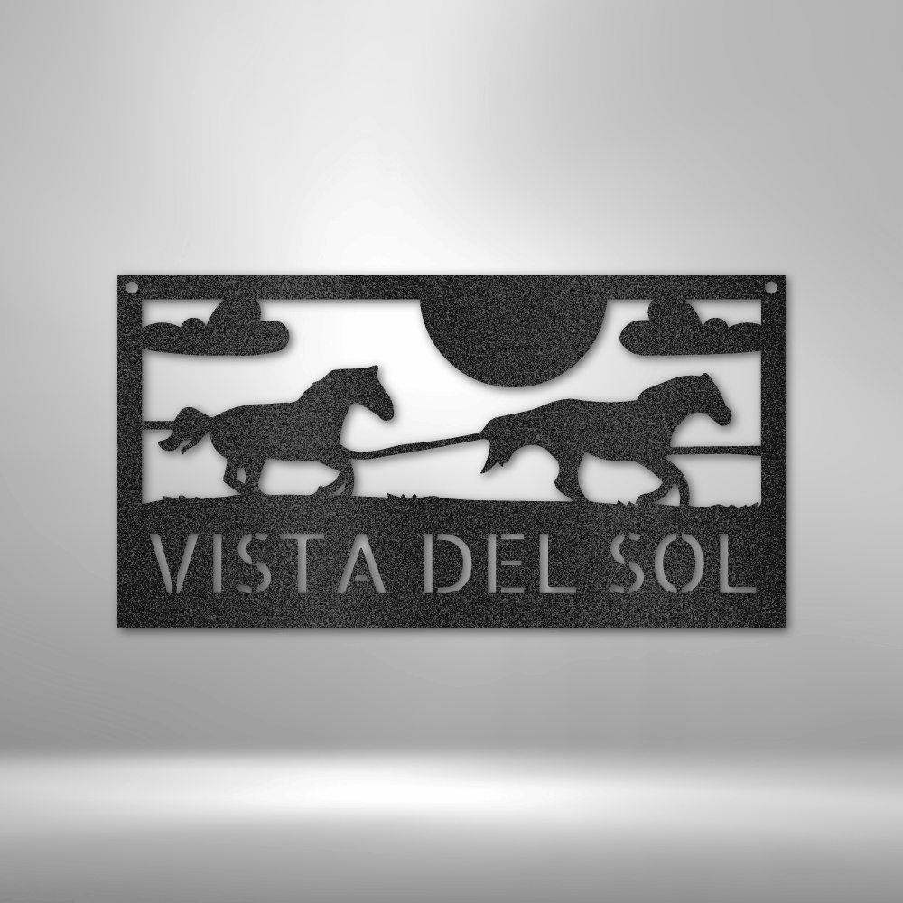 Steel Sign Black / 12" Custom Racing Horses Metal Art Sign