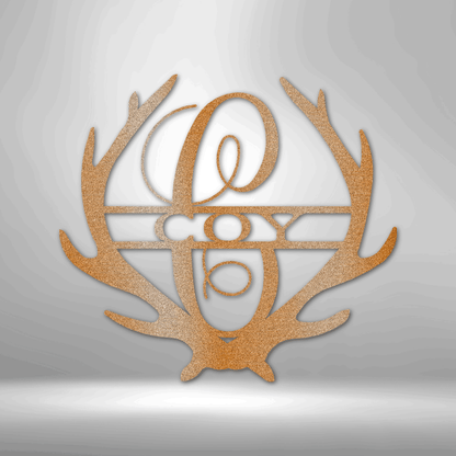 Steel Sign Copper / 12" Custom Antler Metal Art Sign