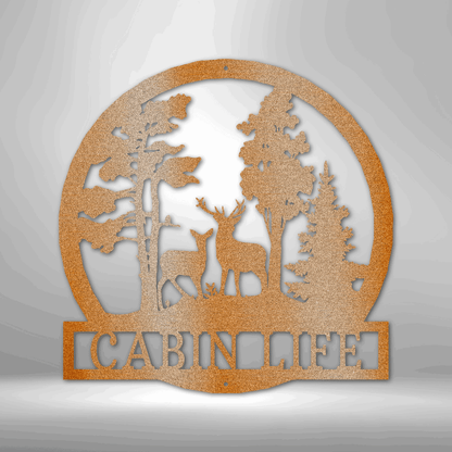 Steel Sign Copper / 12" Custom Deer in the Woods - Steel Sign