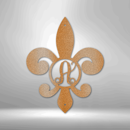 Steel Sign Copper / 12" Custom Fleur De Lis Initial Metal Art Sign