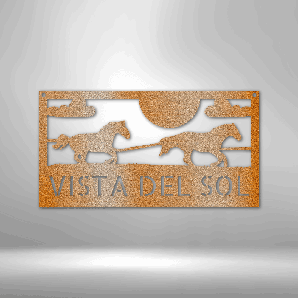 Steel Sign Copper / 12" Custom Racing Horses Metal Art Sign