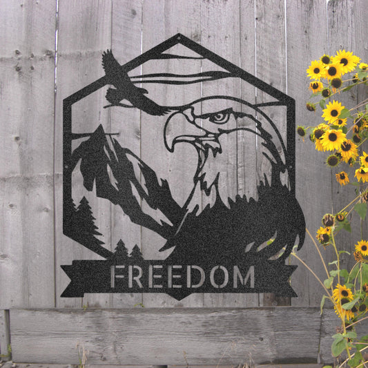 Steel Sign Custom Bald Eagle Freedom Metal Art Sign