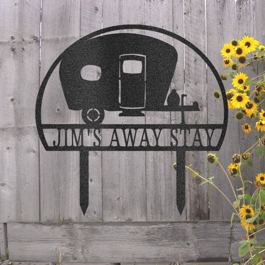 Steel Sign Custom Camper Yard Stake Metal Art Sign