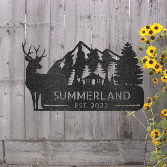 Steel Sign Custom Cottage and Mountains Metal Art Sign