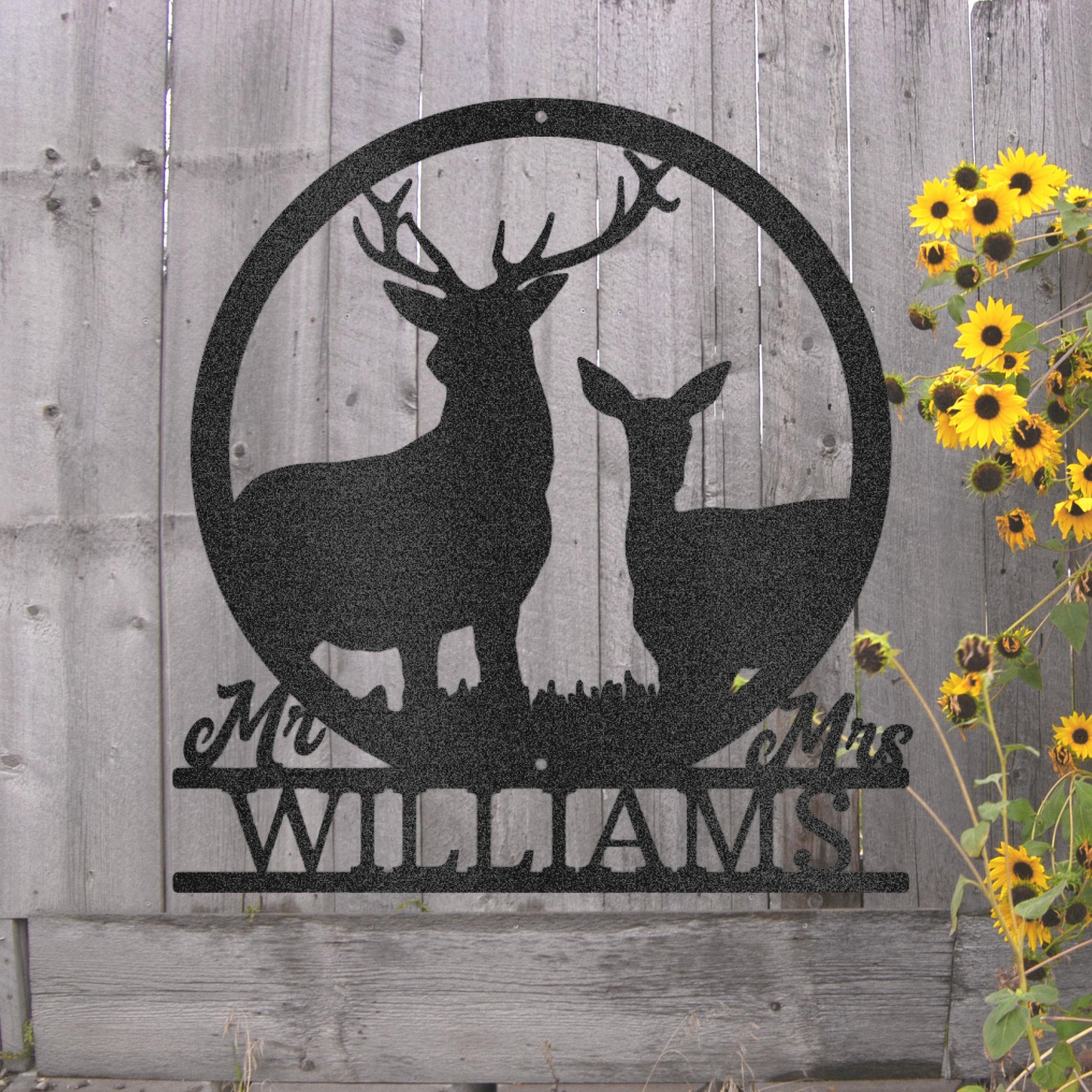 Steel Sign Custom Couples Stag and Doe Metal Art Sign