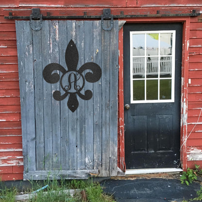 Steel Sign Custom Fleur De Lis Initial Metal Art Sign