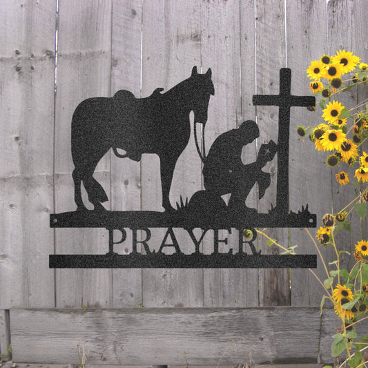 Steel Sign Custom Kneeling Cowboy Metal Art Sign