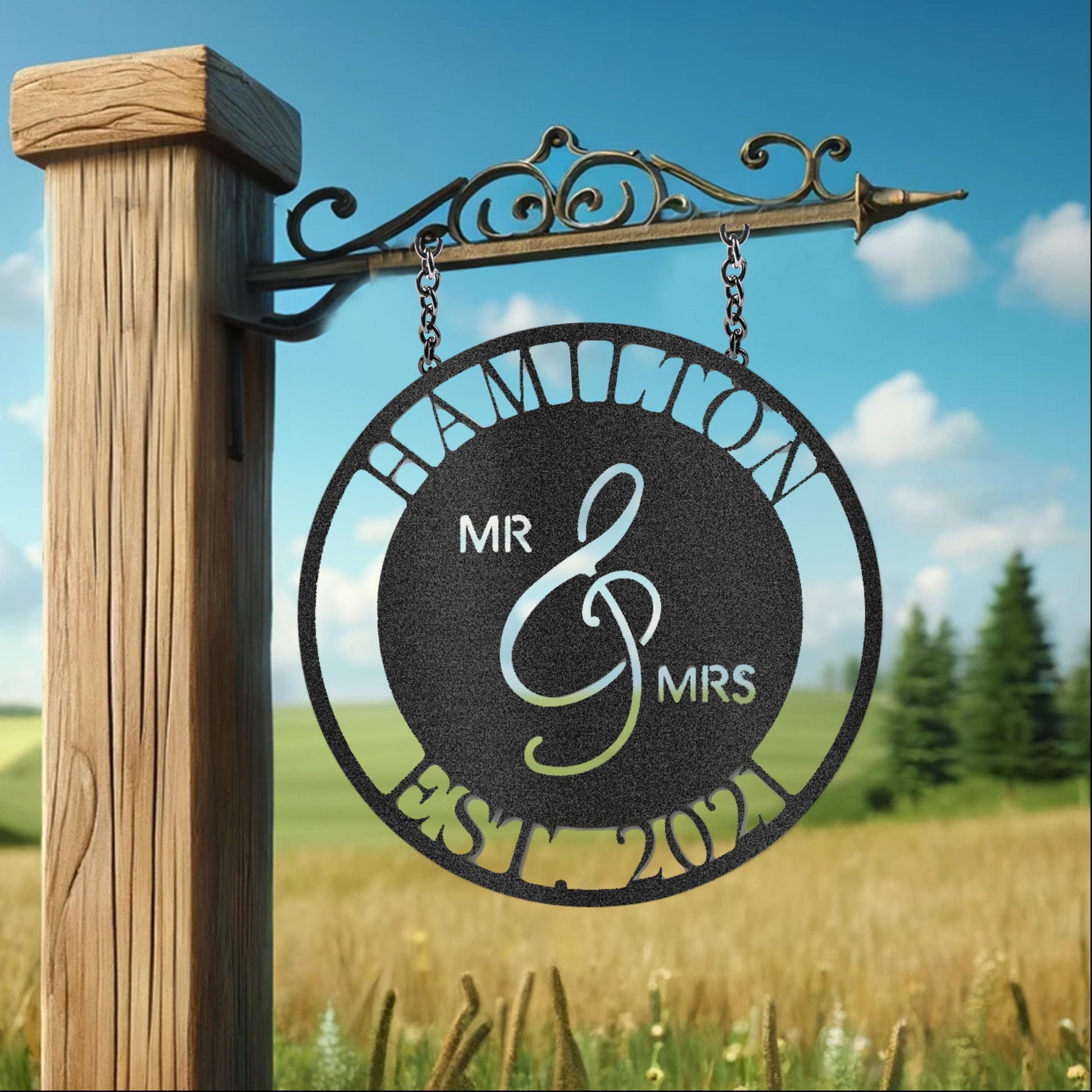 Steel Sign Custom Mr. and Mrs. Metal Art Sign