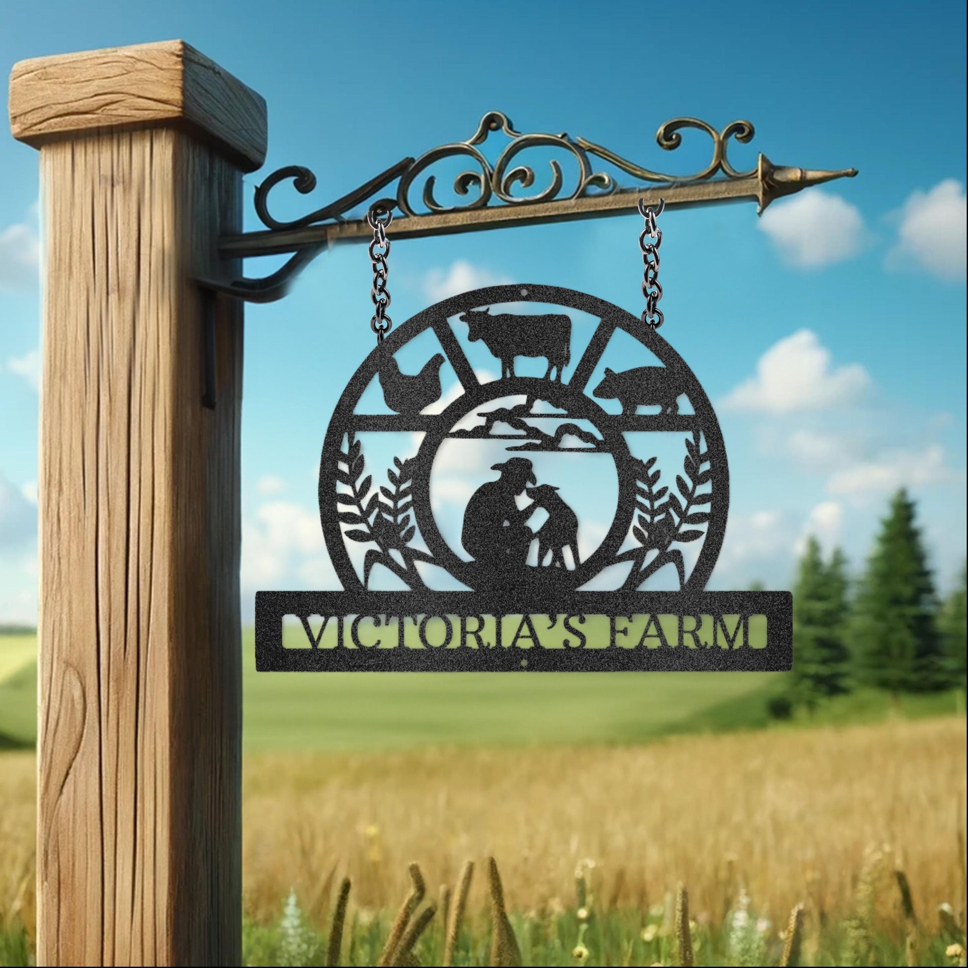 Steel Sign Custom Wheat Field Metal Art Sign