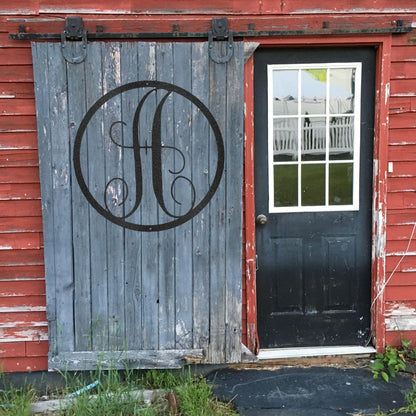 Steel Sign Fancy Initial Circle Metal Art Sign