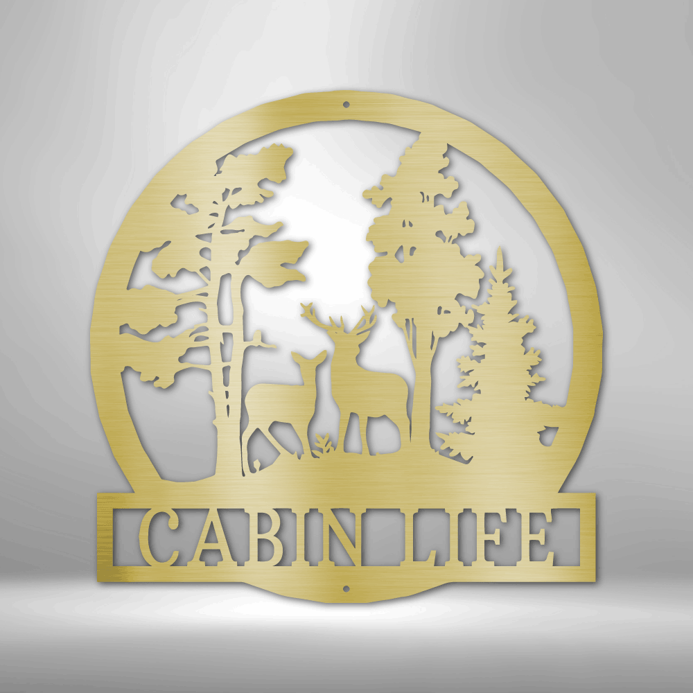 Steel Sign Gold / 12" Custom Deer in the Woods - Steel Sign