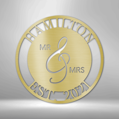 Steel Sign Gold / 12" Custom Mr. and Mrs. Metal Art Sign