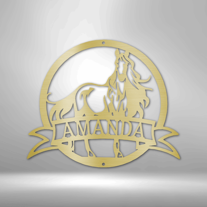 Steel Sign Gold / 12" Personalized Majestic Horse Metal Art Sign