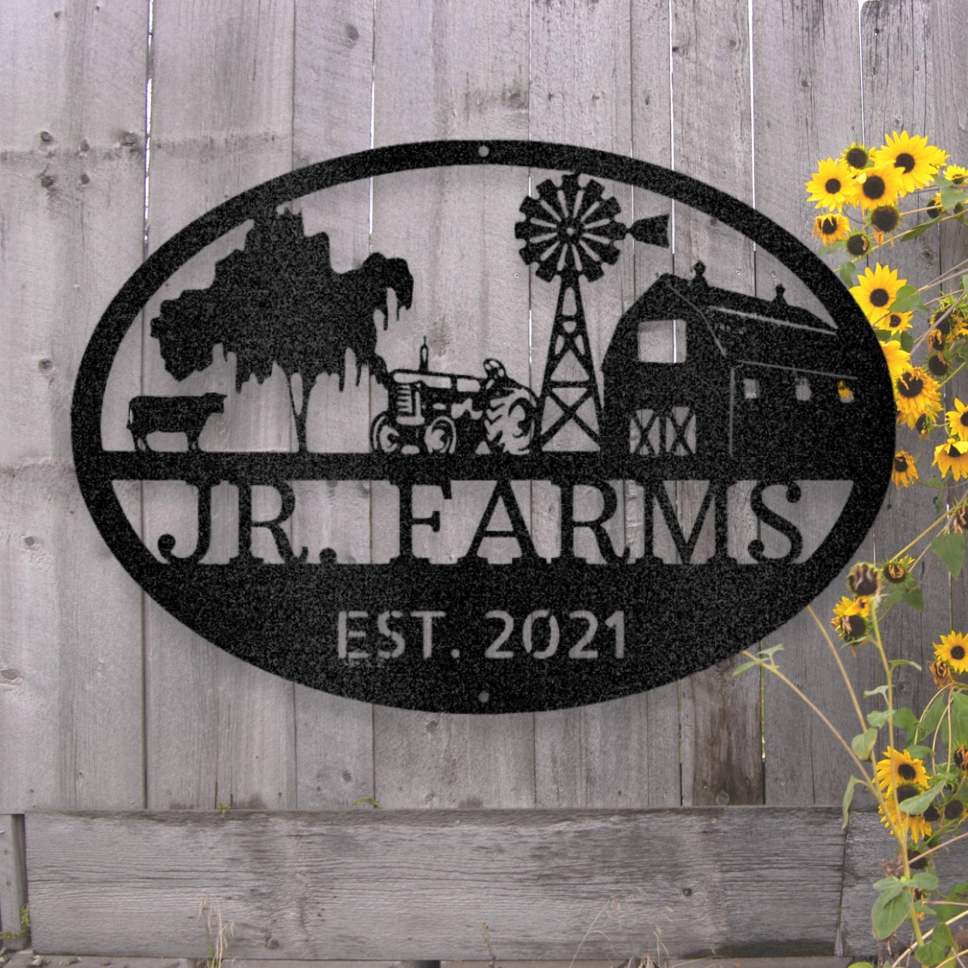 Steel Sign Personalized Farm Scene Metal Art Sign